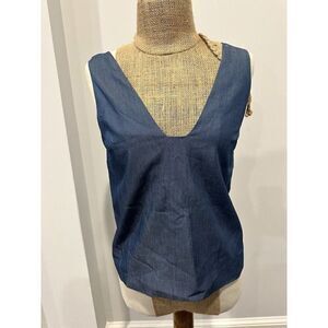 C/MEO COLLECTIVE Top Sz XS Denim V- Neck BLUE NEW Chambray Shell